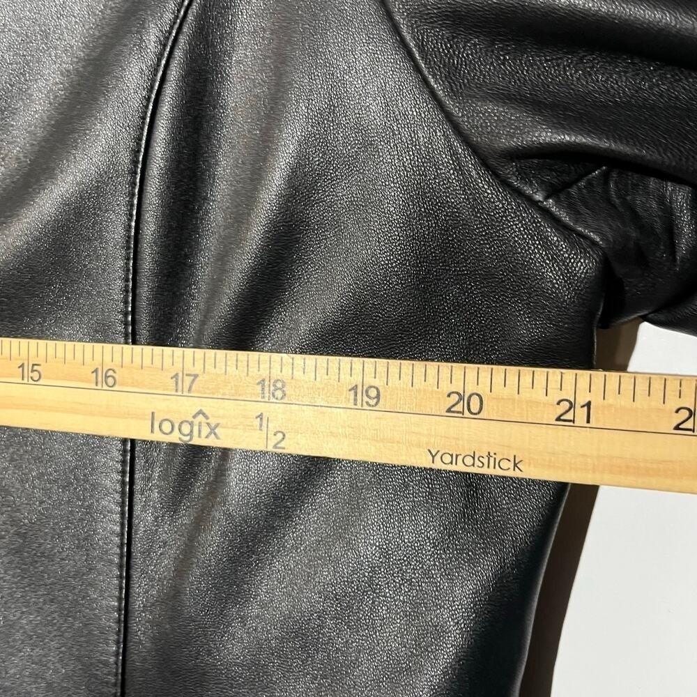 Croft & Barrow Black Lambskin Leather Button Up Coat Jacket Womens Size Large - Picture 5 of 6